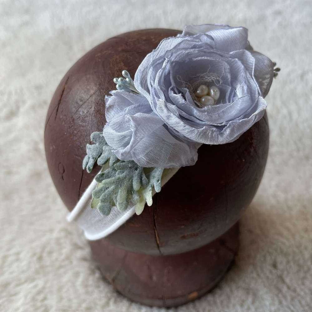 ‘Mabel’ Powder Blue Floral Tie-Back Headband | NB